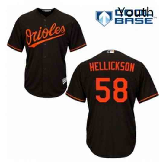 Youth Majestic Baltimore Orioles 58 Jeremy Hellickson Replica Black Alternate Cool Base MLB Jersey